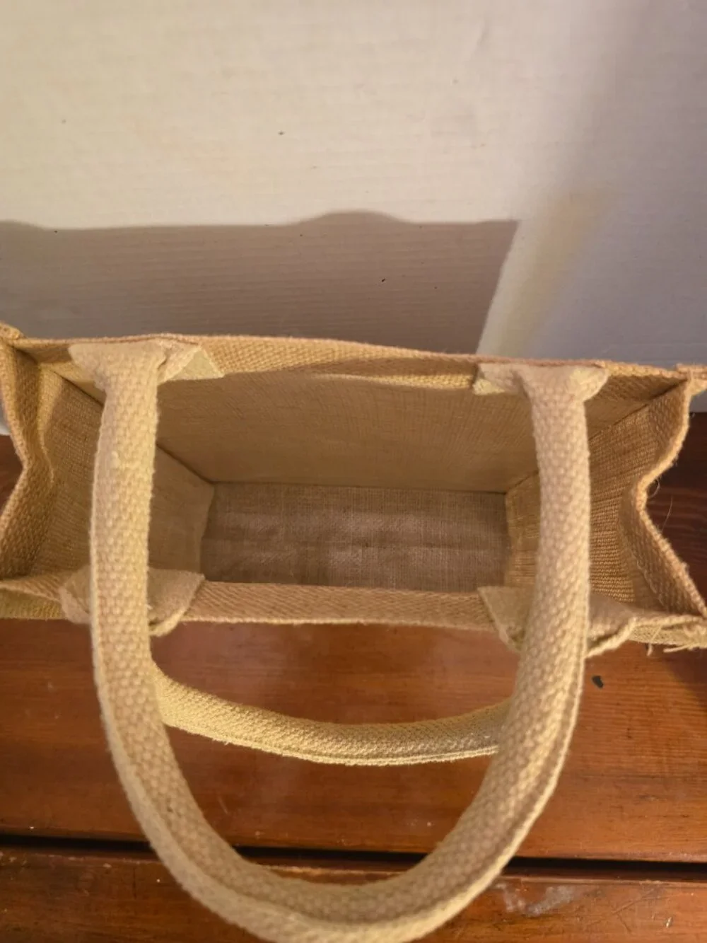 Bag Burlap Jute Canvas Handles Reusable Tan 9